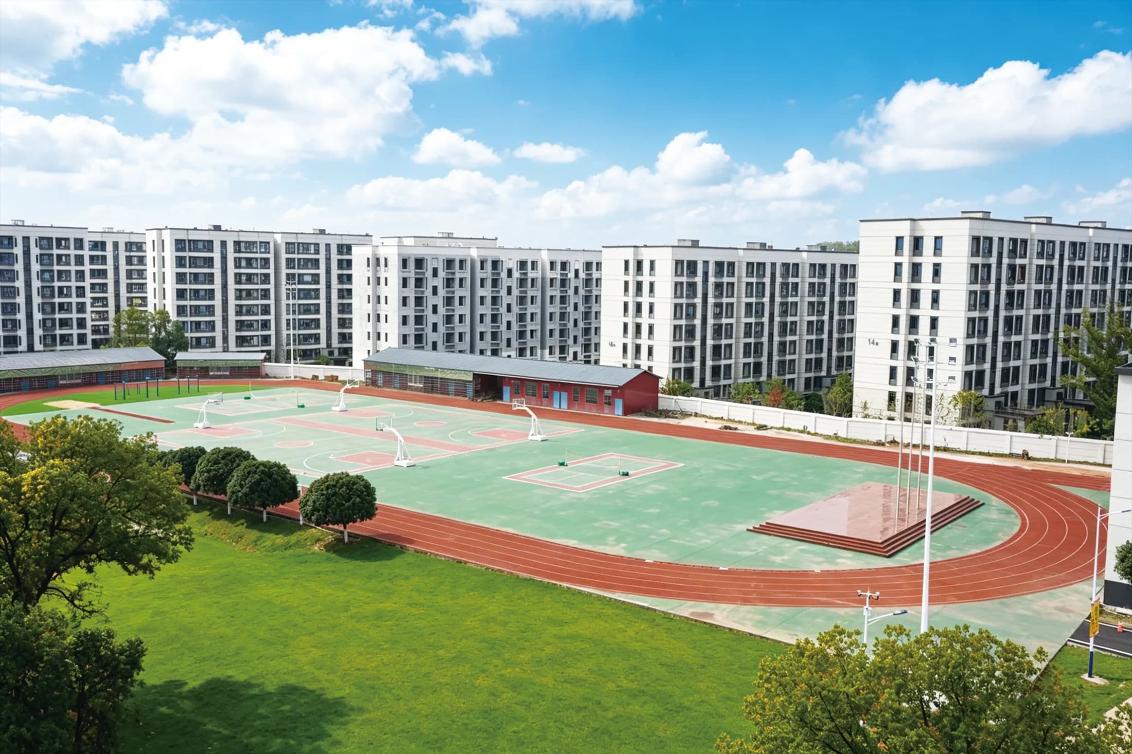 宏途兴学集训基地操场跑道与篮球场